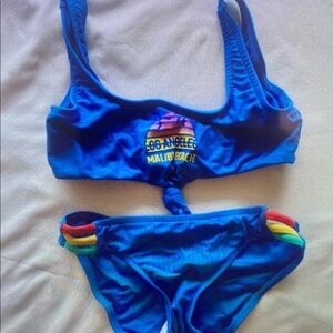 Blue Kids Swim Set with Rainbow Accents